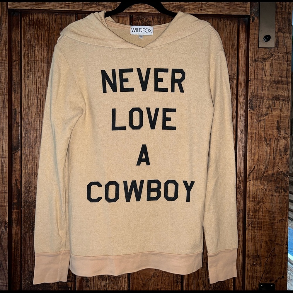 Wildfox Never Love a Cowboy Gypsy Hoodie in Beige Size Small - Picture 1 of 4